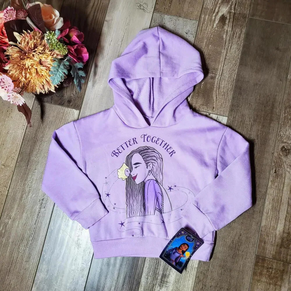 NWT Disney Wish "Better Together" Girls Purple Shimmery Sweatshirt Size 4